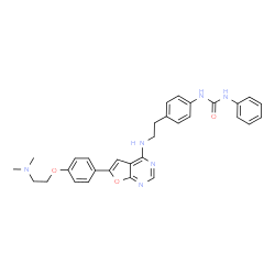 ChemSpider 2D Image | 1-(4-{2-[(6-{4-[2-(Dimethylamino)ethoxy]phenyl}furo[2,3-d]pyrimidin-4-yl)amino]ethyl}phenyl)-3-phenylurea | C31H32N6O3