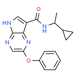 ChemSpider 2D Image | N-(1-Cyclopropylethyl)-2-phenoxy-4H-pyrrolo[2,3-b]pyrazine-7-carboxamide | C18H18N4O2