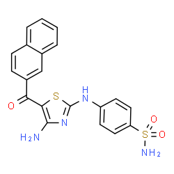 ChemSpider 2D Image | 4-{[4-Amino-5-(2-naphthoyl)-1,3-thiazol-2-yl]amino}benzenesulfonamide | C20H16N4O3S2
