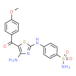 ChemSpider 2D Image | 4-{[4-Amino-5-(4-methoxybenzoyl)-1,3-thiazol-2-yl]amino}benzenesulfonamide | C17H16N4O4S2