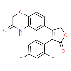 ChemSpider 2D Image | 6-[4-(2,4-Difluorophenyl)-5-oxo-2,5-dihydro-3-furanyl]-2H-1,4-benzoxazin-3(4H)-one | C18H11F2NO4