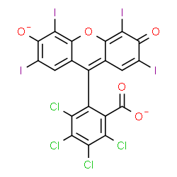 ChemSpider 2D Image | 2,3,4,5-Tetrachloro-6-(2,4,5,7-tetraiodo-6-oxido-3-oxo-3H-xanthen-9-yl)benzoate | C20H2Cl4I4O5