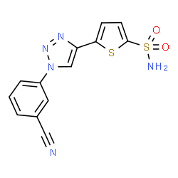 ChemSpider 2D Image | 5-[1-(3-Cyanophenyl)-1,2,3-Triazol-4-Yl]thiophene-2-Sulfonamide | C13H9N5O2S2