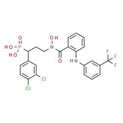 ChemSpider 2D Image | {1-(3,4-Dichlorophenyl)-3-[hydroxy(2-{[3-(trifluoromethyl)phenyl]amino}benzoyl)amino]propyl}phosphonic acid | C23H20Cl2F3N2O5P
