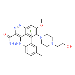 ChemSpider 2D Image | 4-[(2-Fluoro-4-methylphenyl)amino]-6-[4-(2-hydroxyethyl)-1-piperazinyl]-7-methoxy-3-cinnolinecarboxamide | C23H27FN6O3