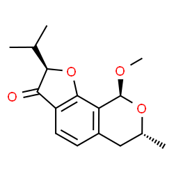 ChemSpider 2D Image | (2R,7R,9S)-2-Isopropyl-9-methoxy-7-methyl-6,9-dihydro-7H-furo[3,2-h]isochromen-3(2H)-one | C16H20O4