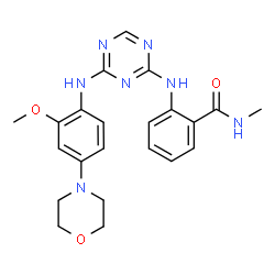 ChemSpider 2D Image | 2-(4-(2-Methoxy-4-Morpholinophenylamino)-1,3,5-Triazin-2-Ylamino)-N-Methylbenzamide | C22H25N7O3