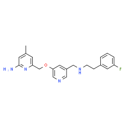 ChemSpider 2D Image | 6-({[5-({[2-(3-Fluorophenyl)ethyl]amino}methyl)-3-pyridinyl]oxy}methyl)-4-methyl-2-pyridinamine | C21H23FN4O