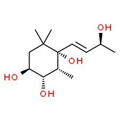 ChemSpider 2D Image | (1S,2S,3R,4R)-4-[(1E,3S)-3-Hydroxy-1-buten-1-yl]-3,5,5-trimethyl-1,2,4-cyclohexanetriol | C13H24O4
