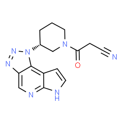 ChemSpider 2D Image | 3-Oxo-3-[(3R)-3-(pyrrolo[2,3-b][1,2,3]triazolo[4,5-d]pyridin-1(5H)-yl)-1-piperidinyl]propanenitrile | C15H15N7O