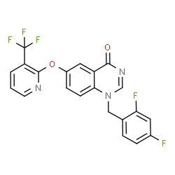 ChemSpider 2D Image | 1-(2,4-Difluorobenzyl)-6-{[3-(trifluoromethyl)-2-pyridinyl]oxy}-4(1H)-quinazolinone | C21H12F5N3O2