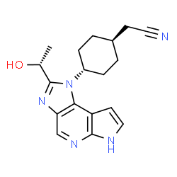 ChemSpider 2D Image | (trans-4-{2-[(1R)-1-Hydroxyethyl]imidazo[4,5-d]pyrrolo[2,3-b]pyridin-1(6H)-yl}cyclohexyl)acetonitrile | C18H21N5O