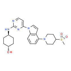 ChemSpider 2D Image | trans-4-[(4-{4-[4-(Methylsulfonyl)-1-piperidinyl]-1H-indol-1-yl}-2-pyrimidinyl)amino]cyclohexanol | C24H31N5O3S