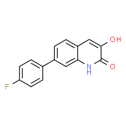 ChemSpider 2D Image | 7-(4-Fluorophenyl)-3-hydroxy-2(1H)-quinolinone | C15H10FNO2