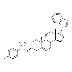 ChemSpider 2D Image | (3beta)-17-(1H-Benzimidazol-1-yl)androsta-5,16-dien-3-yl 4-methylbenzenesulfonate | C33H38N2O3S
