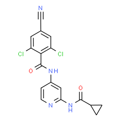 ChemSpider 2D Image | 2,6-Dichloro-4-cyano-N-{2-[(cyclopropylcarbonyl)amino]-4-pyridinyl}benzamide | C17H12Cl2N4O2