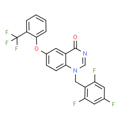 ChemSpider 2D Image | 1-(2,4,6-Trifluorobenzyl)-6-[2-(trifluoromethyl)phenoxy]-4(1H)-quinazolinone | C22H12F6N2O2