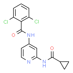 ChemSpider 2D Image | 2,6-dichloro-N-(2-cyclopropaneamidopyridin-4-yl)benzamide | C16H13Cl2N3O2