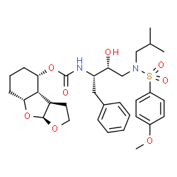 ChemSpider 2D Image | (3aR,3bR,4S,7aR,8aS)-Decahydrofuro[2,3-b][1]benzofuran-4-yl [(2S,3R)-3-hydroxy-4-{isobutyl[(4-methoxyphenyl)sulfonyl]amino}-1-phenyl-2-butanyl]carbamate | C32H44N2O8S
