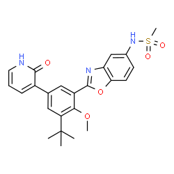 ChemSpider 2D Image | N-{2-[3-Tert-Butyl-2-Methoxy-5-(2-Oxo-1,2-Dihydropyridin-3-Yl)phenyl]-1,3-Benzoxazol-5-Yl}methanesulfonamide | C24H25N3O5S