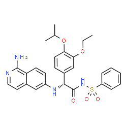 ChemSpider 2D Image | (2R)-2-[(1-Amino-6-isoquinolinyl)amino]-2-(3-ethoxy-4-isopropoxyphenyl)-N-(phenylsulfonyl)acetamide | C28H30N4O5S