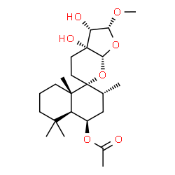 ChemSpider 2D Image | (2R,2'R,3S,3aR,4'R,4a'S,6R,7aS,8a'S)-3,3a-Dihydroxy-2-methoxy-2',5',5',8a'-tetramethyltetradecahydro-2'H-spiro[furo[2,3-b]pyran-6,1'-naphthalen]-4'-yl acetate | C23H38O7