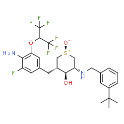 ChemSpider 2D Image | (1r,3s,4s,5r)-3-{4-Amino-3-Fluoro-5-[(1,1,1,3,3,3-Hexafluoropropan-2-Yl)oxy]benzyl}-5-[(3-Tert-Butylbenzyl)amino]tetrahydro-2h-Thiopyran-4-Ol 1-Oxide | C26H31F7N2O3S
