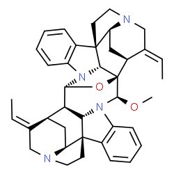 ChemSpider 2D Image | (1R,9R,10R,11R,13S,17R,25R,26R,27S,28E,33S,36S,38E,39R)-28,38-Diethylidene-25-methoxy-35-oxa-8,14,24,30-tetraazadodecacyclo[25.5.2.2~11,14~.1~1,8~.1~9,26~.1~10,17~.0~2,7~.0~13,17~.0~18,23~.0~24,36~.0~
26,39~.0~30,33~]nonatriaconta-2,4,6,18,20,22-hexaene | C39H44N4O2