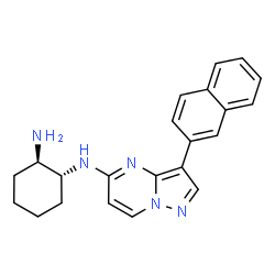 ChemSpider 2D Image | (1R,2R)-N-[3-(2-Naphthyl)pyrazolo[1,5-a]pyrimidin-5-yl]-1,2-cyclohexanediamine | C22H23N5
