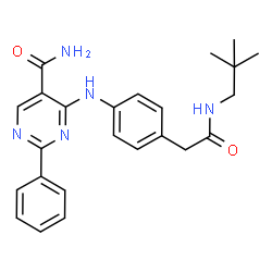 ChemSpider 2D Image | 4-[(4-{2-[(2,2-Dimethylpropyl)amino]-2-oxoethyl}phenyl)amino]-2-phenyl-5-pyrimidinecarboxamide | C24H27N5O2