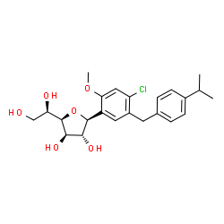 ChemSpider 2D Image | (1S)-1,4-Anhydro-1-[4-chloro-5-(4-isopropylbenzyl)-2-methoxyphenyl]-D-glucitol | C23H29ClO6