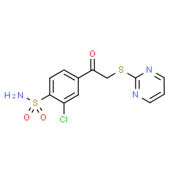 ChemSpider 2D Image | 2-Chloro-4-[(2-pyrimidinylsulfanyl)acetyl]benzenesulfonamide | C12H10ClN3O3S2
