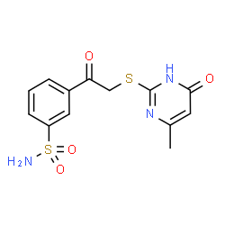 ChemSpider 2D Image | 3-{[(4-Methyl-6-oxo-1,6-dihydro-2-pyrimidinyl)sulfanyl]acetyl}benzenesulfonamide | C13H13N3O4S2