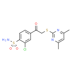 ChemSpider 2D Image | 2-Chloro-4-{[(4,6-dimethyl-2-pyrimidinyl)sulfanyl]acetyl}benzenesulfonamide | C14H14ClN3O3S2