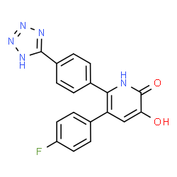ChemSpider 2D Image | 5-(4-Fluorophenyl)-3-hydroxy-6-[4-(1H-tetrazol-5-yl)phenyl]-2(1H)-pyridinone | C18H12FN5O2
