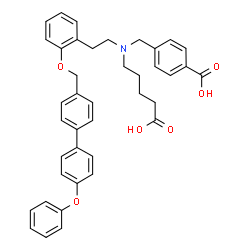 ChemSpider 2D Image | 4-{[(4-Carboxybutyl)(2-{2-[(4'-phenoxy-4-biphenylyl)methoxy]phenyl}ethyl)amino]methyl}benzoic acid | C40H39NO6