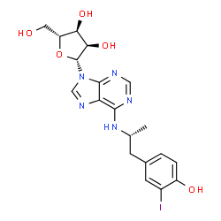ChemSpider 2D Image | N-[(2R)-1-(4-Hydroxy-3-iodophenyl)-2-propanyl]adenosine | C19H22IN5O5