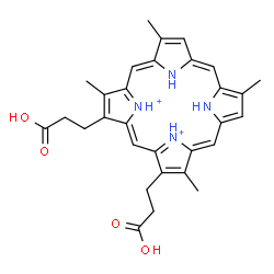 ChemSpider 2D Image | 3,7-Bis(2-carboxyethyl)-2,8,12,17-tetramethylporphyrin-21,22-diium | C30H32N4O4