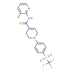 ChemSpider 2D Image | N-(3-Methyl-2-pyridinyl)-1-{4-[(trifluoromethyl)sulfonyl]phenyl}-1,2,3,6-tetrahydro-4-pyridinecarboxamide | C19H18F3N3O3S
