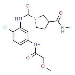 ChemSpider 2D Image | N~1~-{2-Chloro-5-[(methoxyacetyl)amino]phenyl}-N~3~-methyl-1,3-pyrrolidinedicarboxamide | C16H21ClN4O4