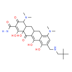 ChemSpider 2D Image | 4,7-Bis(dimethylamino)-9-{[(2,2-dimethylpropyl)amino]methyl}-1,10,11,12a-tetrahydroxy-3,12-dioxo-3,4,4a,5,5a,6,12,12a-octahydro-2-tetracenecarboxamide | C29H40N4O7