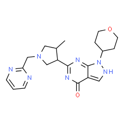 ChemSpider 2D Image | 6-[4-methyl-1-(pyrimidin-2-ylmethyl)pyrrolidin-3-yl]-1-(oxan-4-yl)-2H-pyrazolo[3,4-d]pyrimidin-4-one | C20H25N7O2