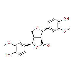 ChemSpider 2D Image | (3R,3aR,6S,6aS)-3,6-Bis(4-hydroxy-3-methoxyphenyl)tetrahydro-1H,3H-furo[3,4-c]furan-1-one | C20H20O7