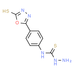ChemSpider 2D Image | N-(4-(5-Mercapto-1,3,4-oxadiazol-2-yl)phenyl)hydrazinecarbothioamide | C9H9N5OS2