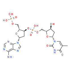 ChemSpider 2D Image | {(2R,3S,5R)-5-(6-Amino-9H-purin-9-yl)-3-[(hydroxy{[(2R,3S,5R)-3-hydroxy-5-(5-methyl-2,4-dioxo-3,4-dihydro-1(2H)-pyrimidinyl)tetrahydro-2-furanyl]methoxy}phosphoryl)oxy]tetrahydro-2-furanyl}methyl dihy
drogen phosphate | C20H27N7O13P2