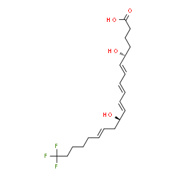 ChemSpider 2D Image | (5S,6E,8E,10E,12R,14E)-20,20,20-Trifluoro-5,12-dihydroxy-6,8,10,14-icosatetraenoic acid | C20H29F3O4