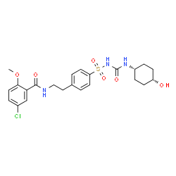 ChemSpider 2D Image | 5-Chloro-N-[2-(4-{[(cis-4-hydroxycyclohexyl)carbamoyl]sulfamoyl}phenyl)ethyl]-2-methoxybenzamide | C23H28ClN3O6S