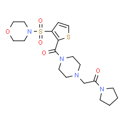 ChemSpider 2D Image | 2-(4-{[3-(4-Morpholinylsulfonyl)-2-thienyl]carbonyl}-1-piperazinyl)-1-(1-pyrrolidinyl)ethanone | C19H28N4O5S2