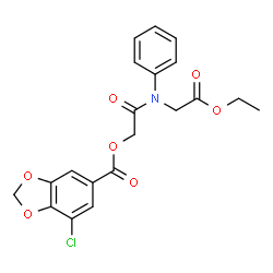 ChemSpider 2D Image | 2-[(2-Ethoxy-2-oxoethyl)(phenyl)amino]-2-oxoethyl 7-chloro-1,3-benzodioxole-5-carboxylate | C20H18ClNO7