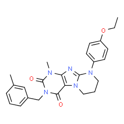 ChemSpider 2D Image | 9-(4-Ethoxyphenyl)-1-methyl-3-(3-methylbenzyl)-6,7,8,9-tetrahydropyrimido[2,1-f]purine-2,4(1H,3H)-dione | C25H27N5O3